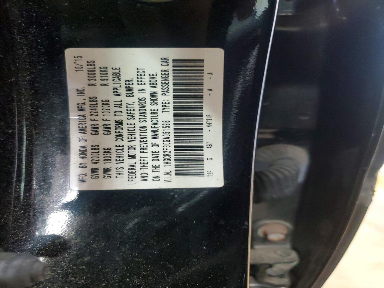 2016 HONDA ACCORD LX photo 12