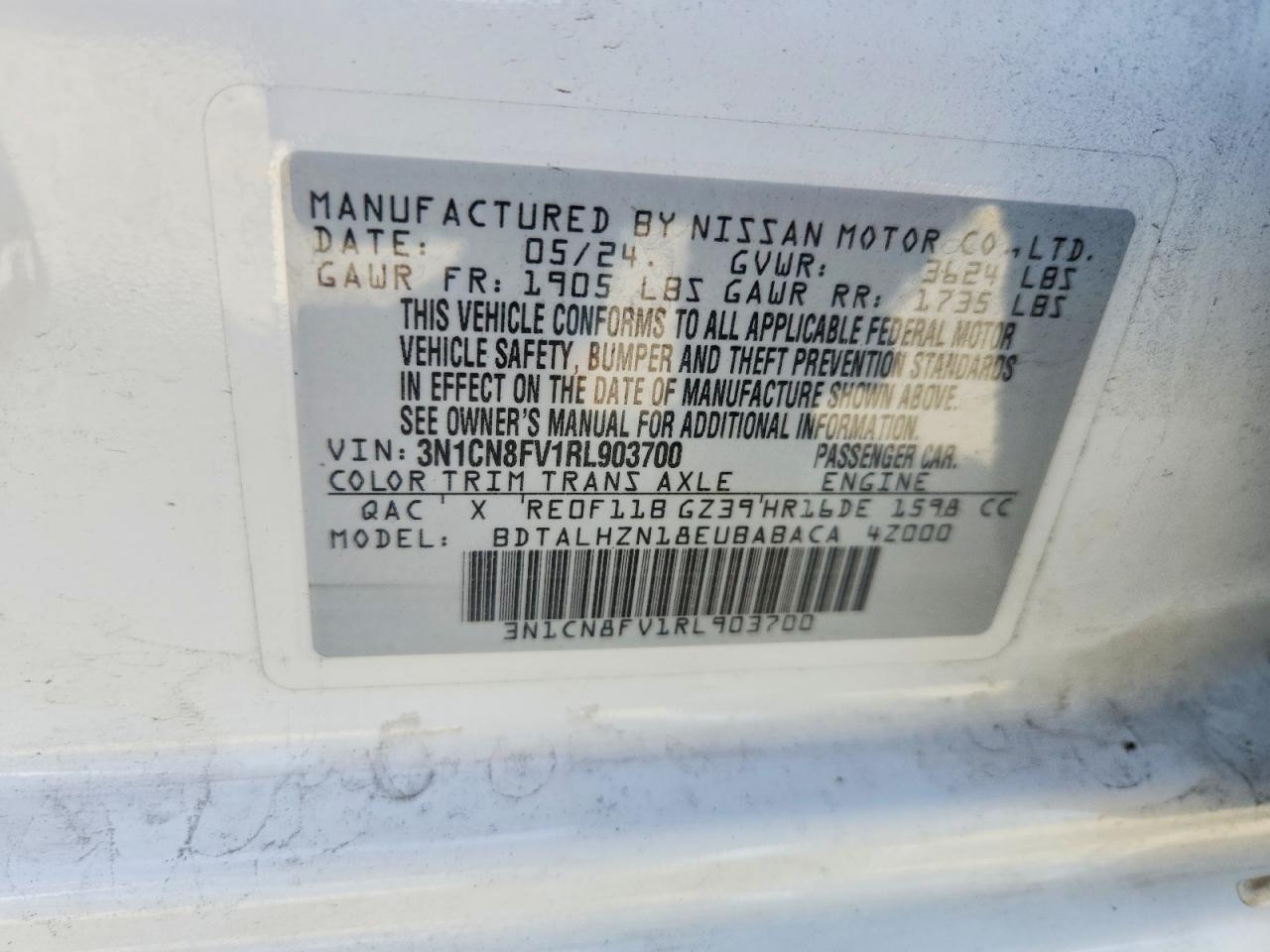 2024 NISSAN VERSA SR photo 13