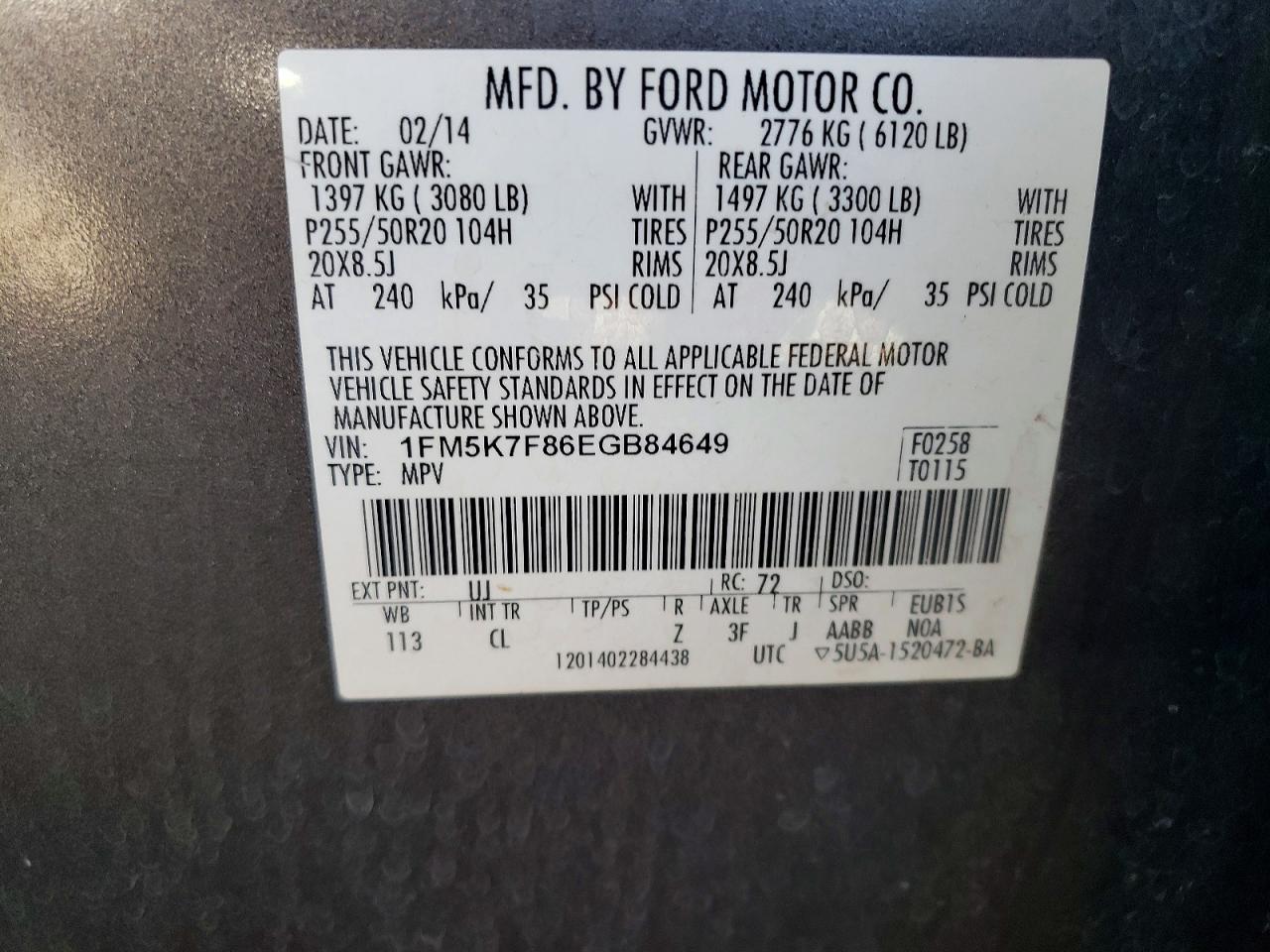 2014 FORD EXPLORER LIMITED photo 13