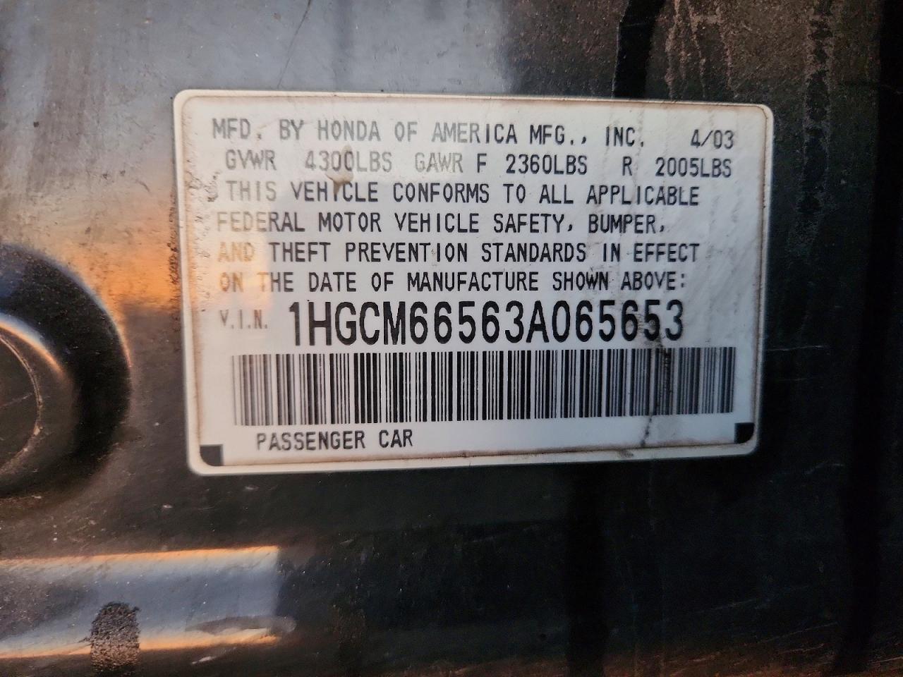 2003 HONDA ACCORD EX photo 13