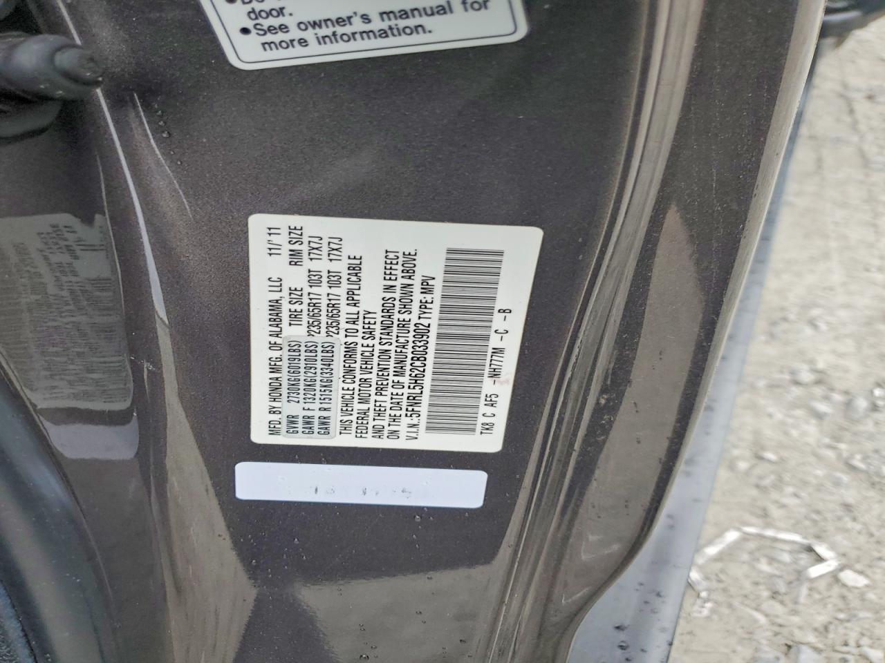 2012 HONDA ODYSSEY EXL photo 13