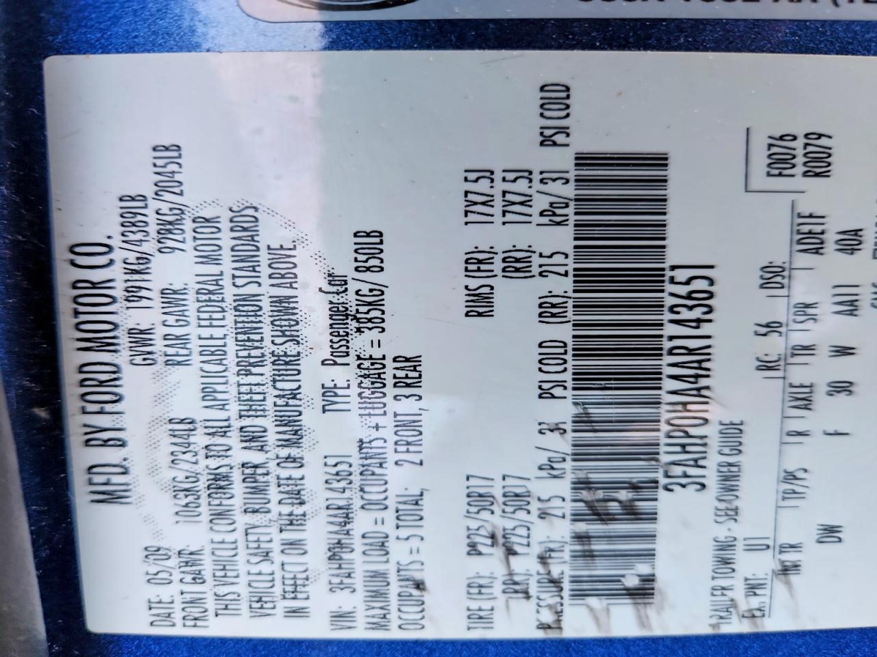 2010 FORD FUSION SE photo 12