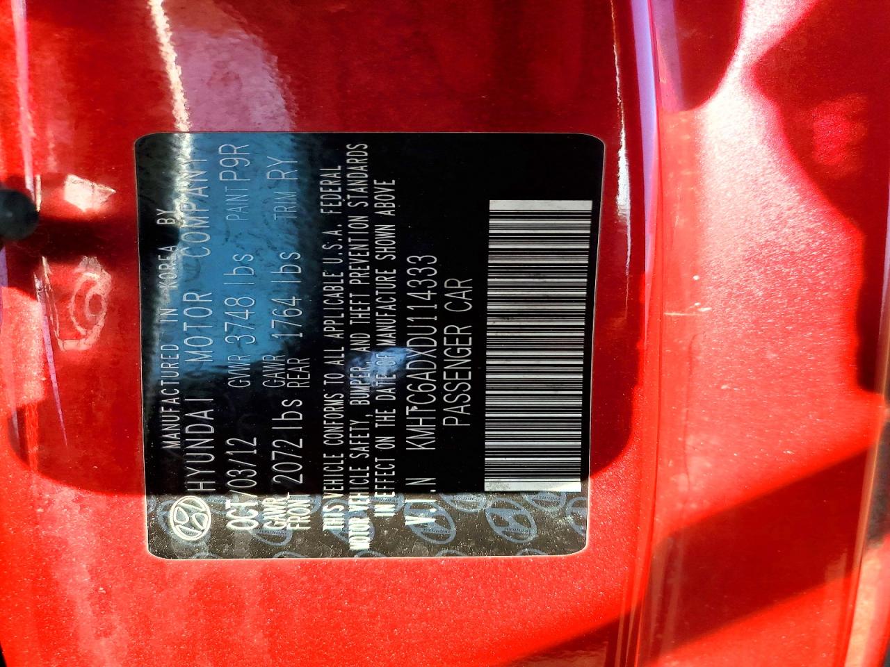 2013 HYUNDAI VELOSTER photo 12