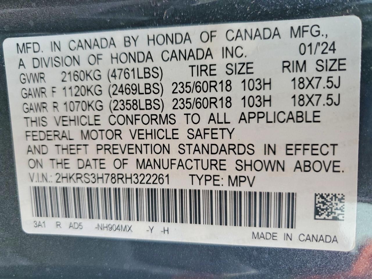 2024 HONDA CR-V EXL photo 13