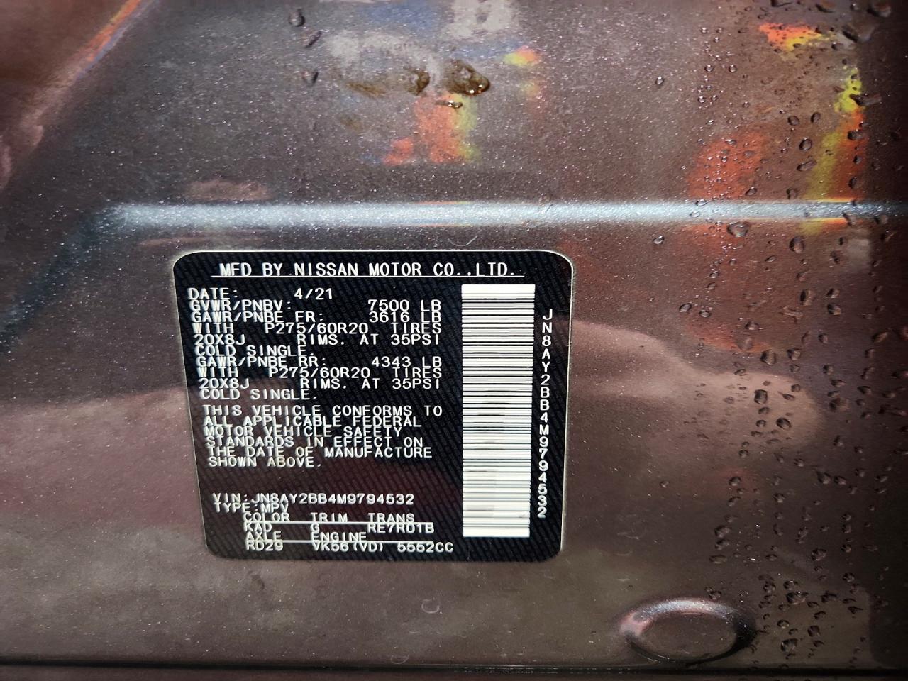 2021 NISSAN ARMADA SL photo 14