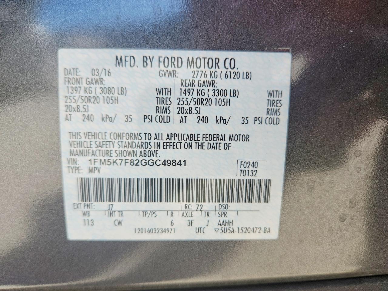 2016 FORD EXPLORER LIMITED photo 13