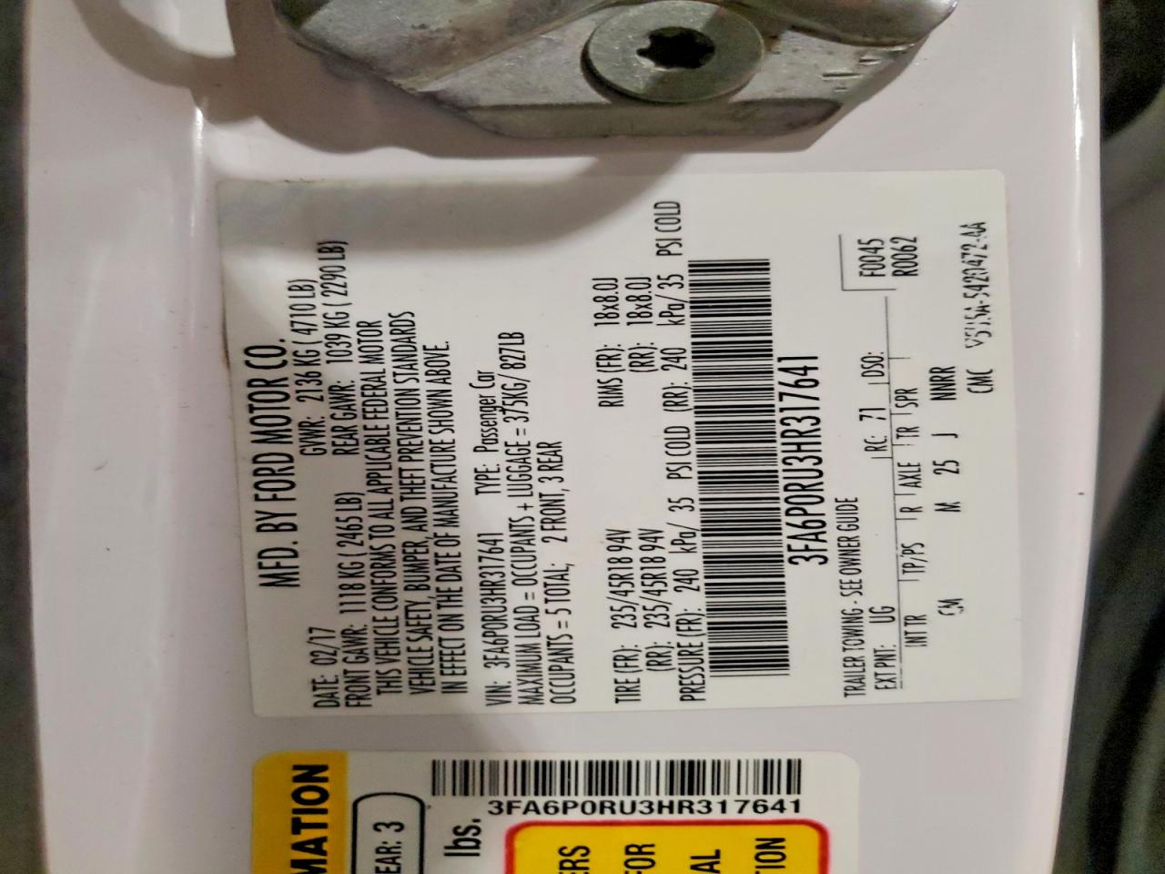2017 FORD FUSION TITANIUM HEV photo 12