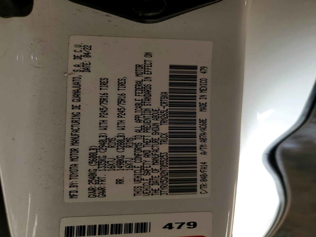 2022 TOYOTA TACOMA ACCESS CAB photo 12