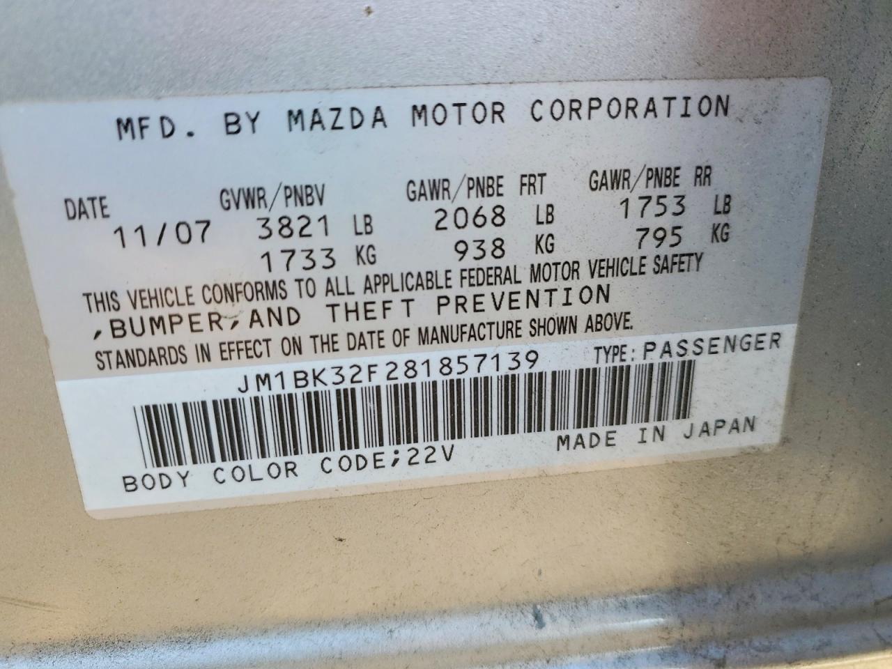 2008 MAZDA 3 I photo 12