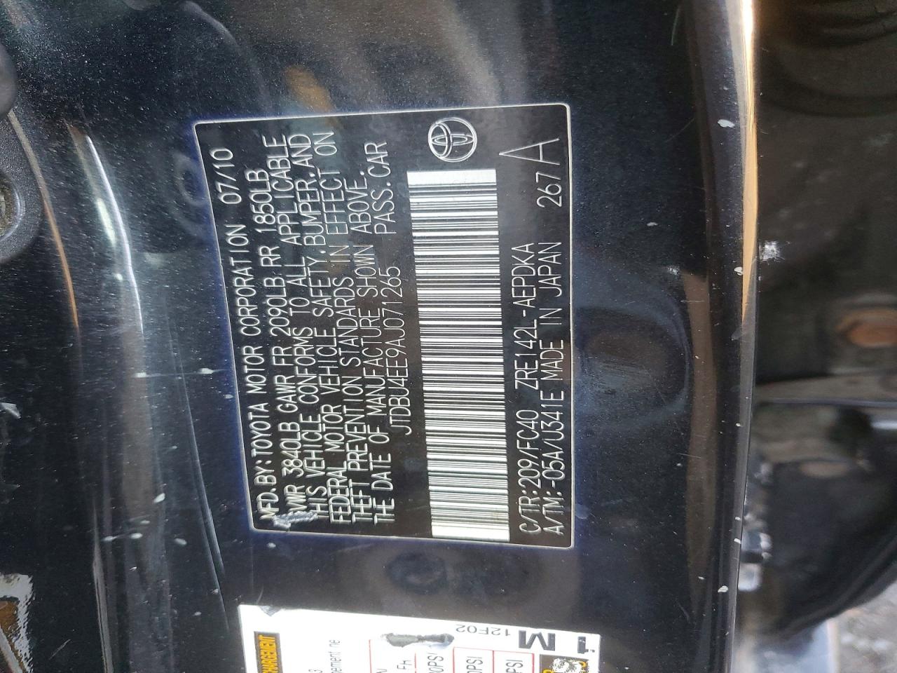 2010 TOYOTA COROLLA BASE photo 12