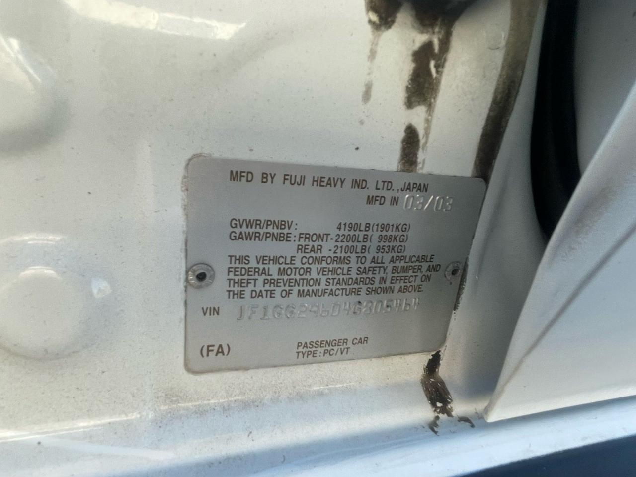 2004 SUBARU IMPREZA WRX photo 10