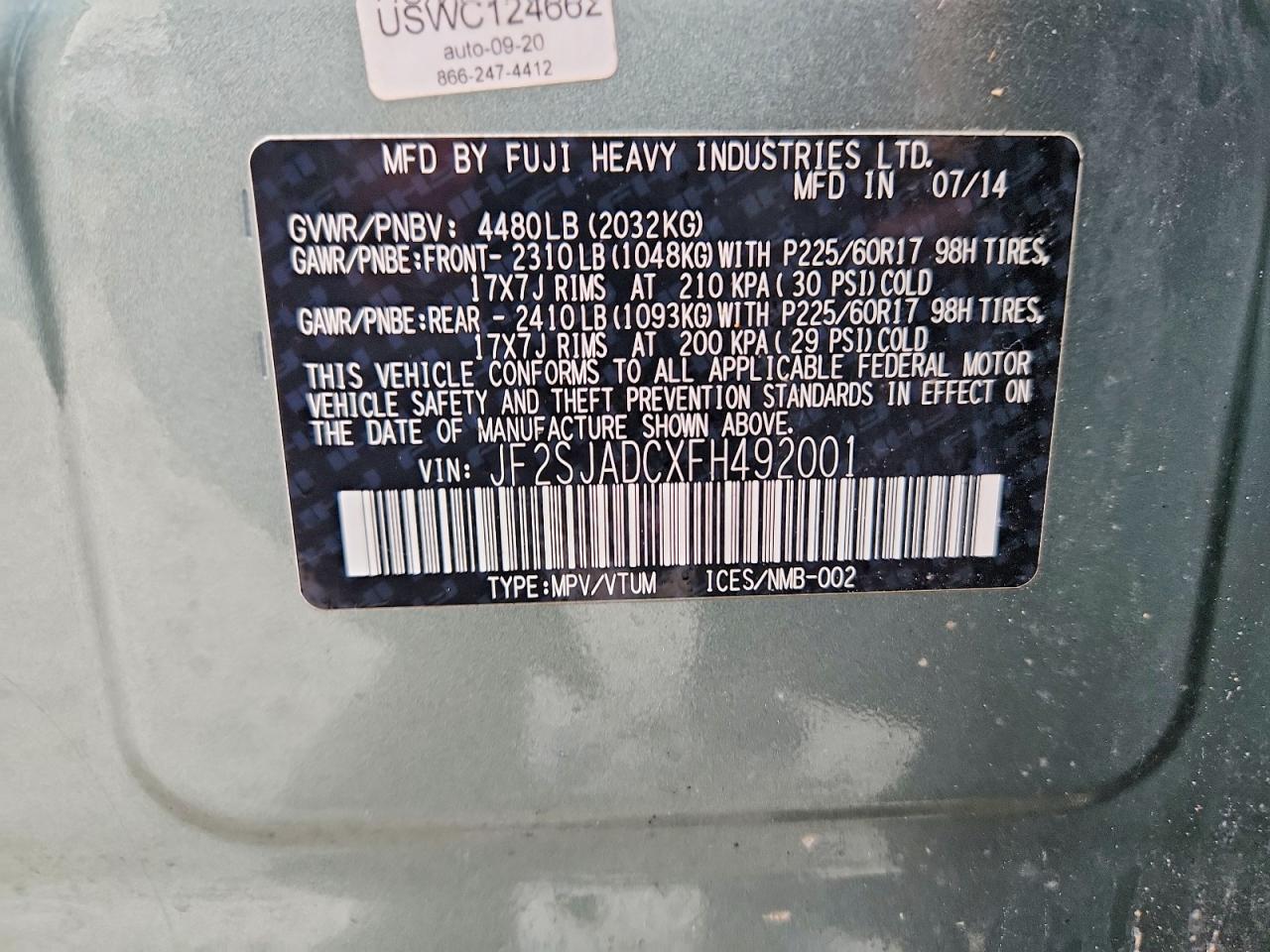 2015 SUBARU FORESTER 2.5I PREMIUM photo 12