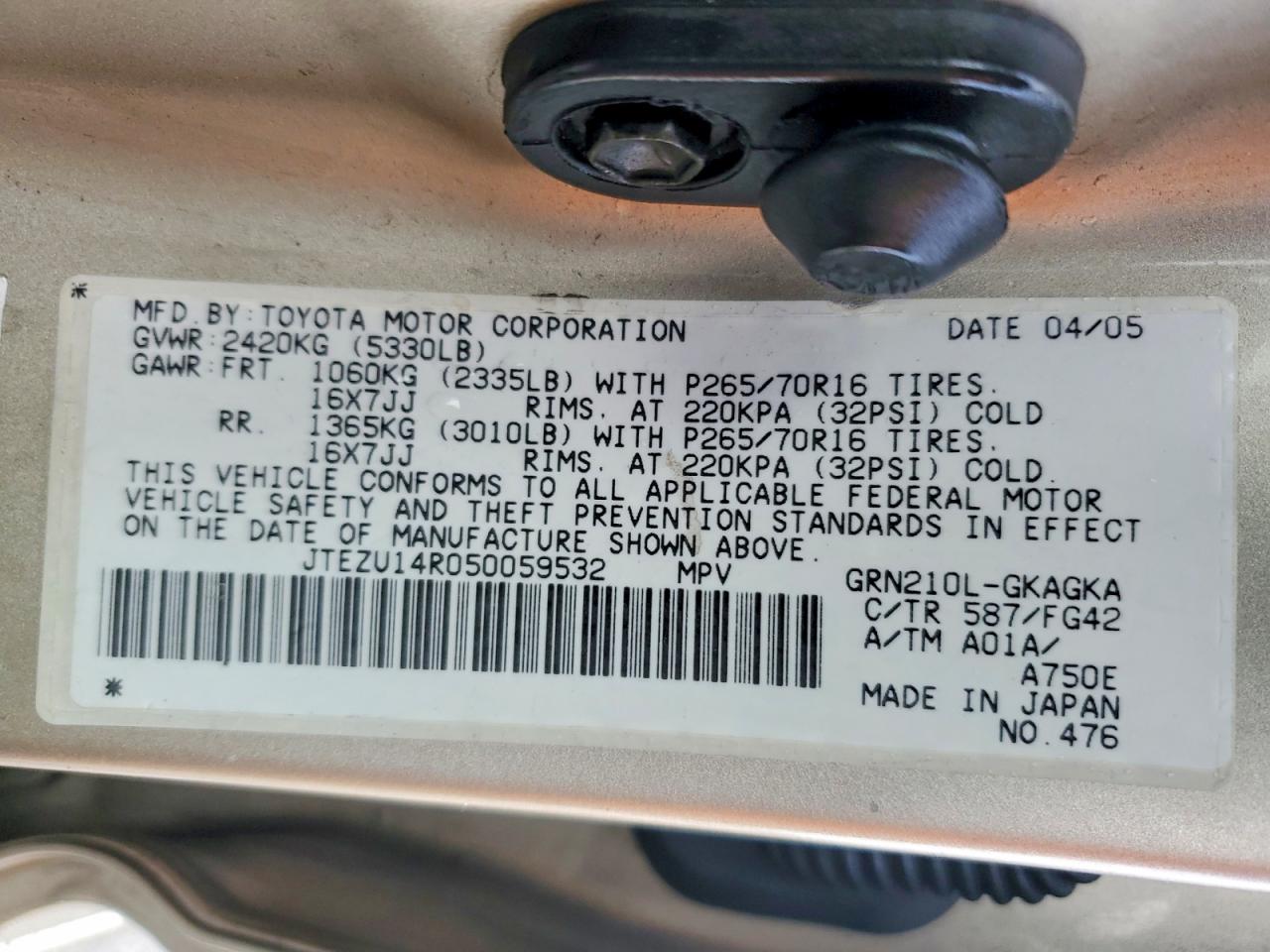 2005 TOYOTA 4RUNNER SR5 photo 13