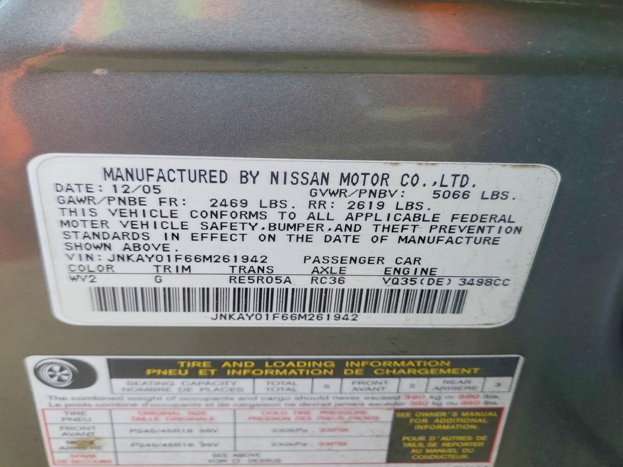 2006 INFINITI M35 BASE photo 12
