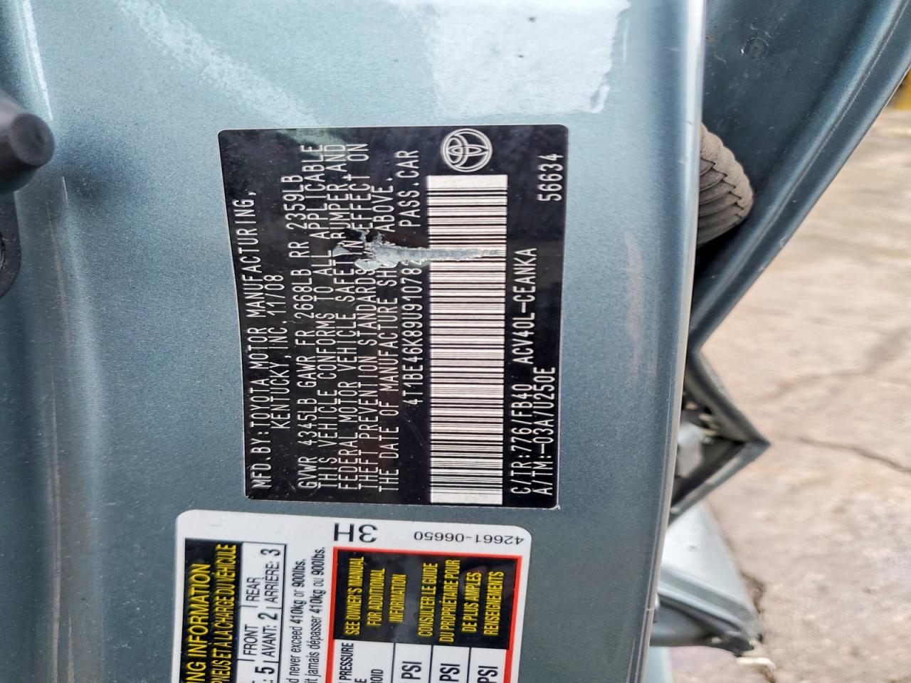 2009 TOYOTA CAMRY BASE photo 12