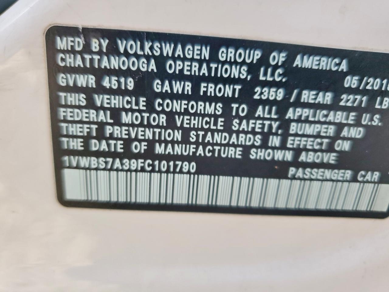 2015 VOLKSWAGEN PASSAT SE photo 14