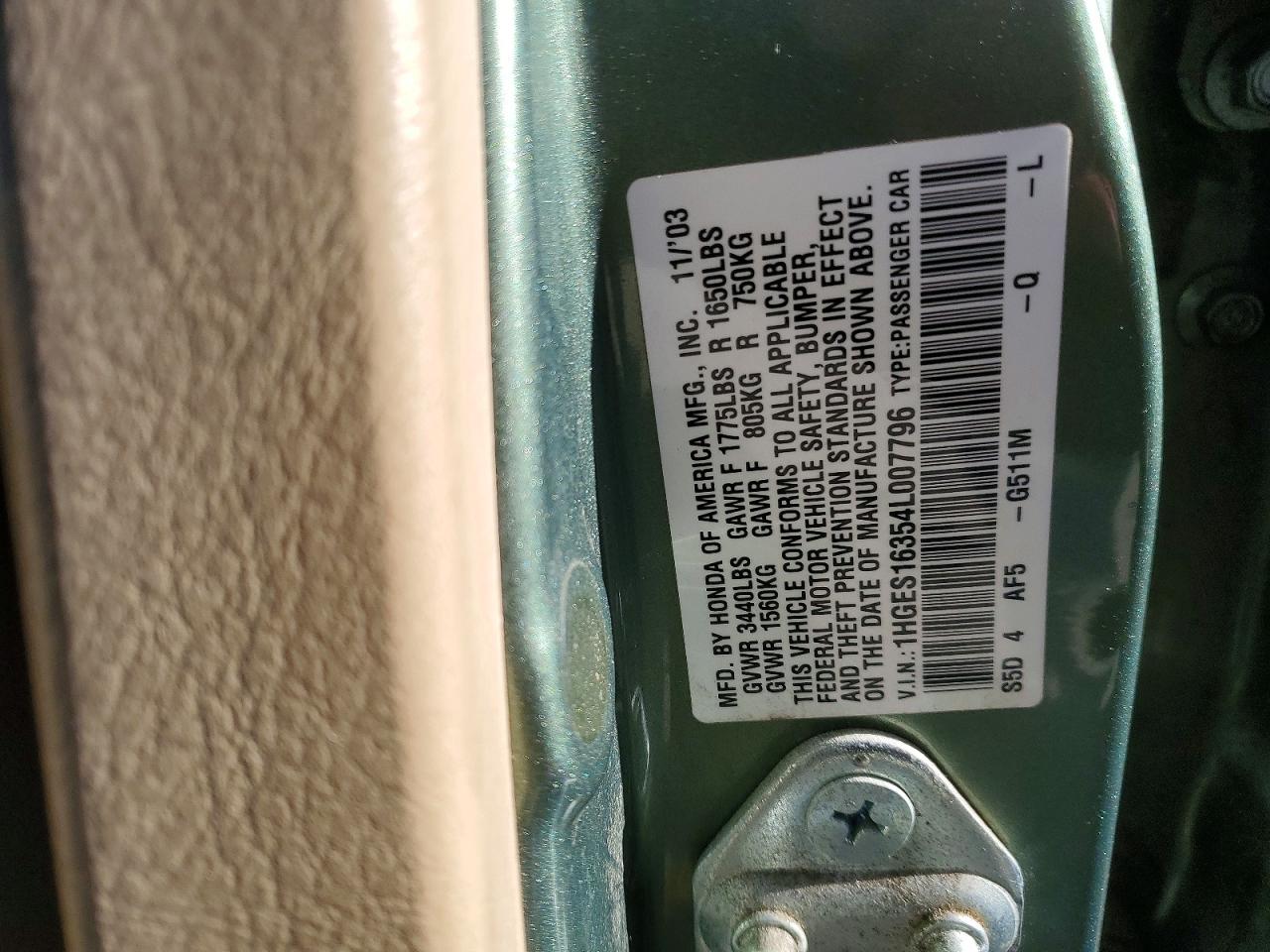 2004 HONDA CIVIC photo 12