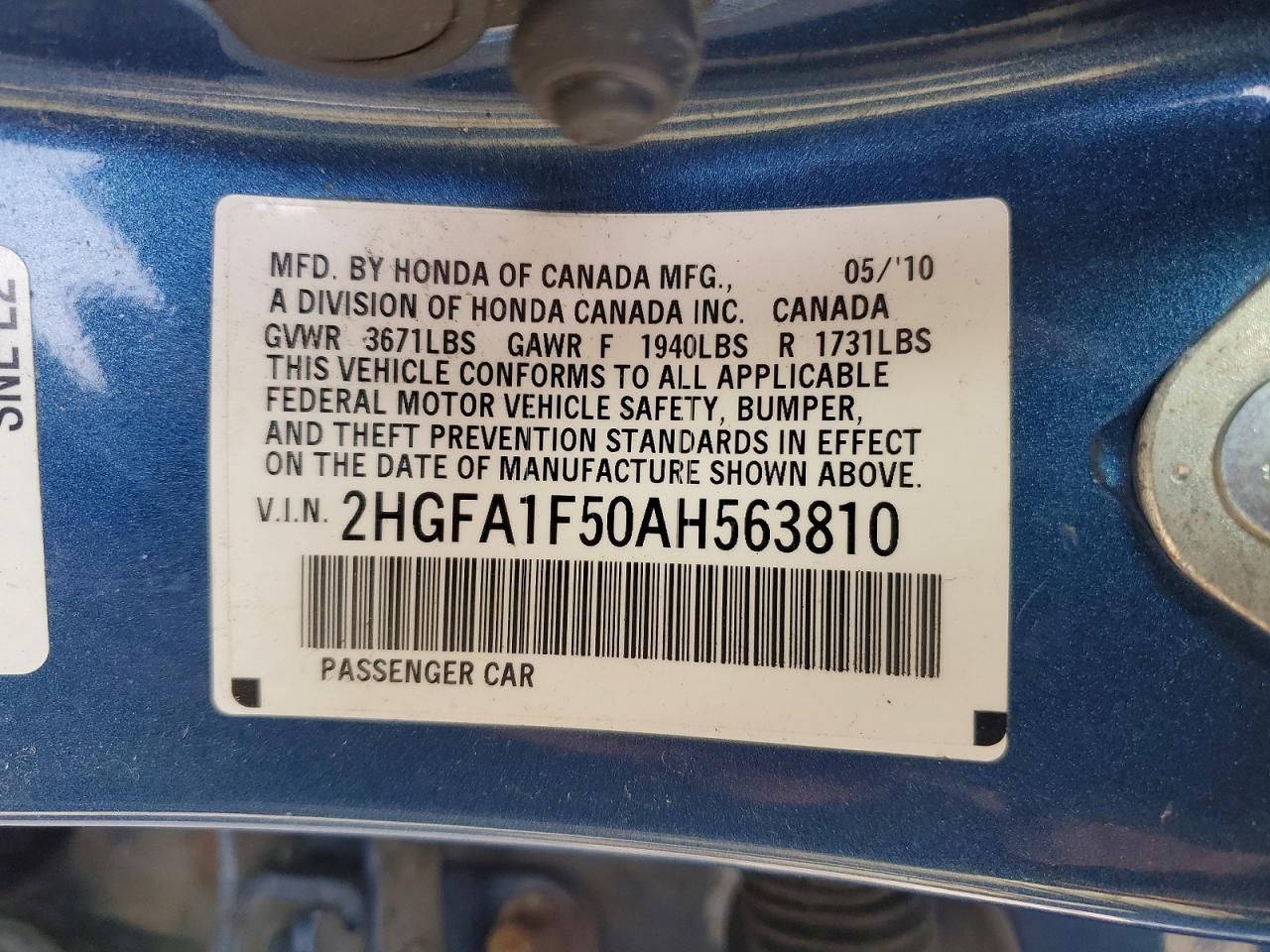 2010 HONDA CIVIC LX photo 12