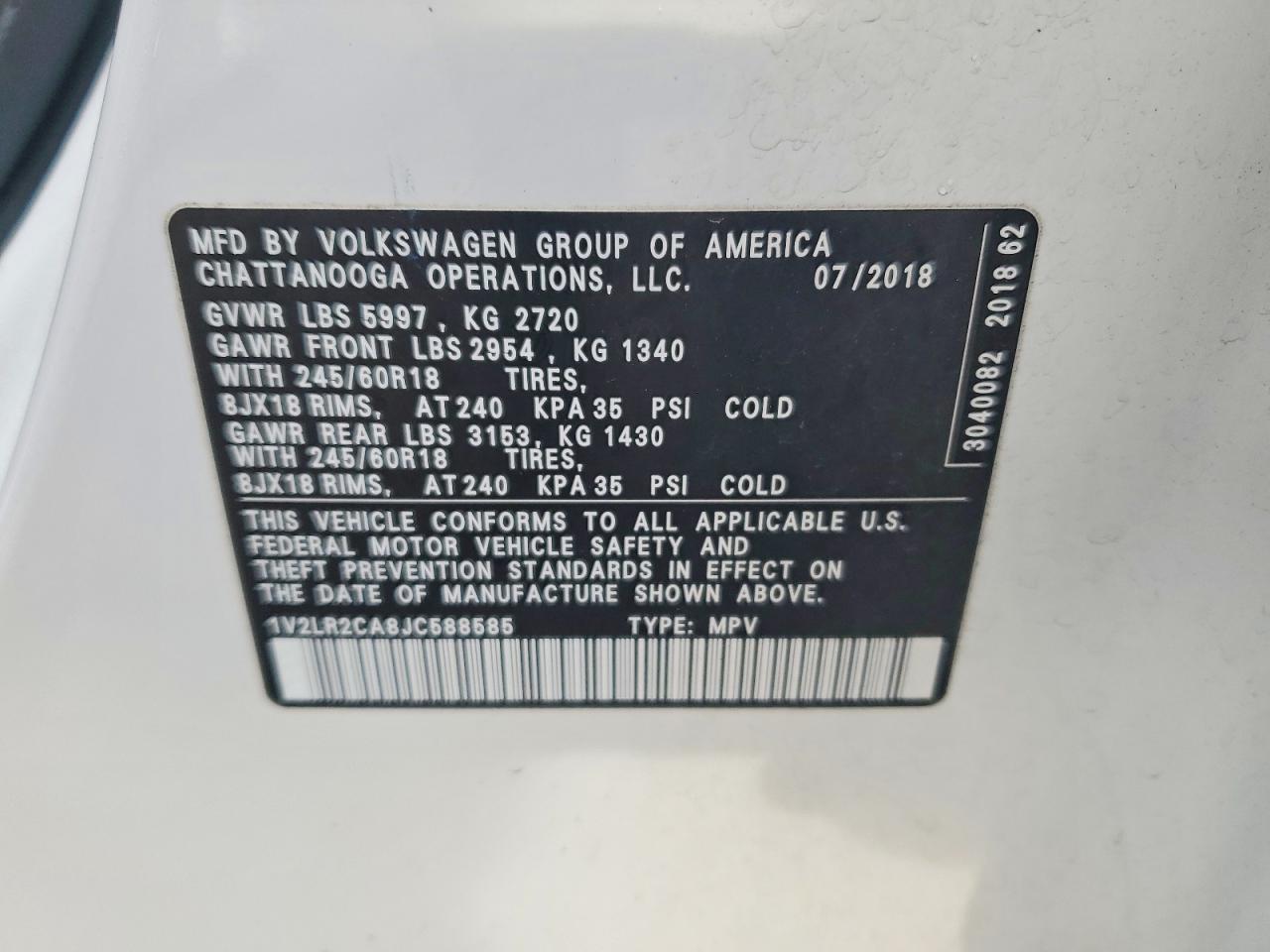 2018 VOLKSWAGEN ATLAS SE photo 13