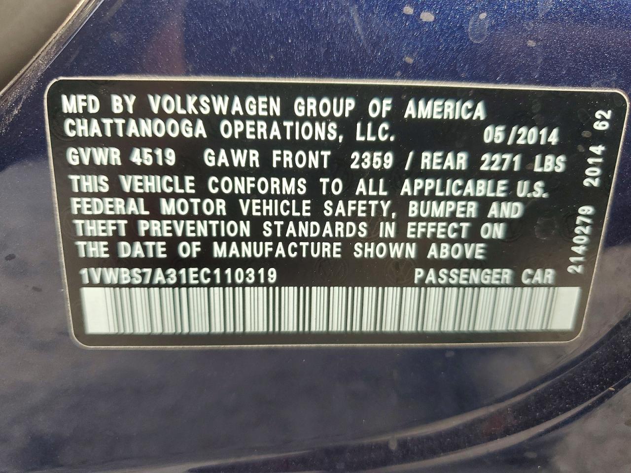 2014 VOLKSWAGEN PASSAT SE photo 12
