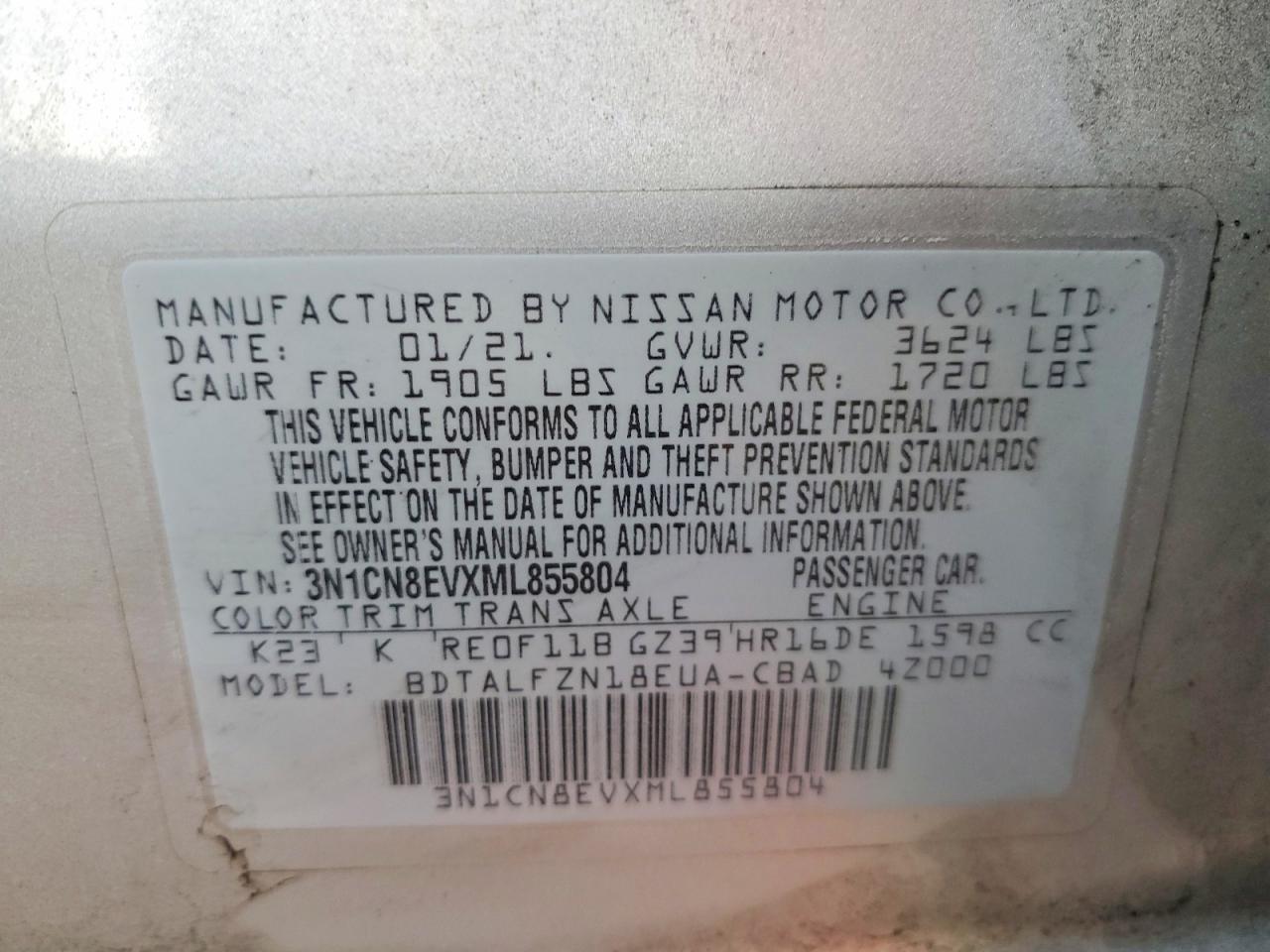 2021 NISSAN VERSA SV photo 12
