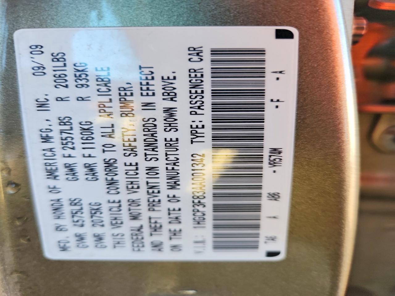 2010 HONDA ACCORD EXL photo 12