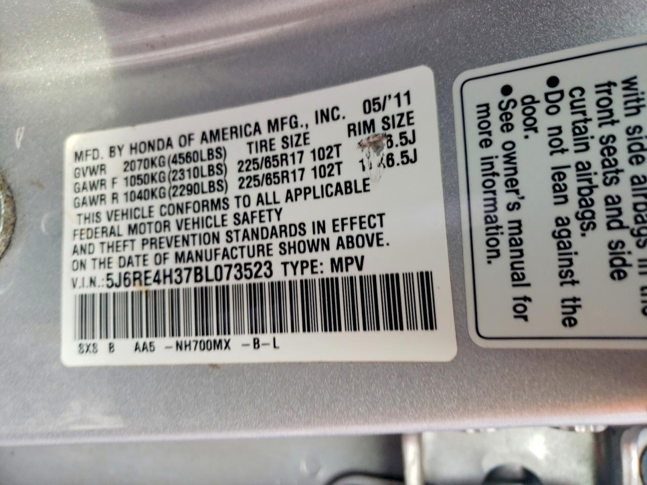 2011 HONDA CR-V LX photo 13