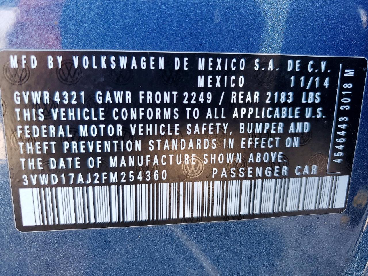 2015 VOLKSWAGEN JETTA SE photo 12