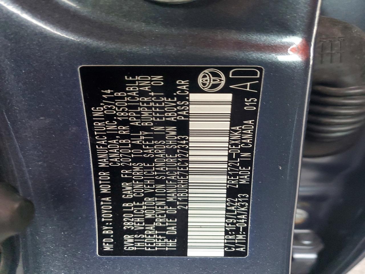 2014 TOYOTA COROLLA L photo 12
