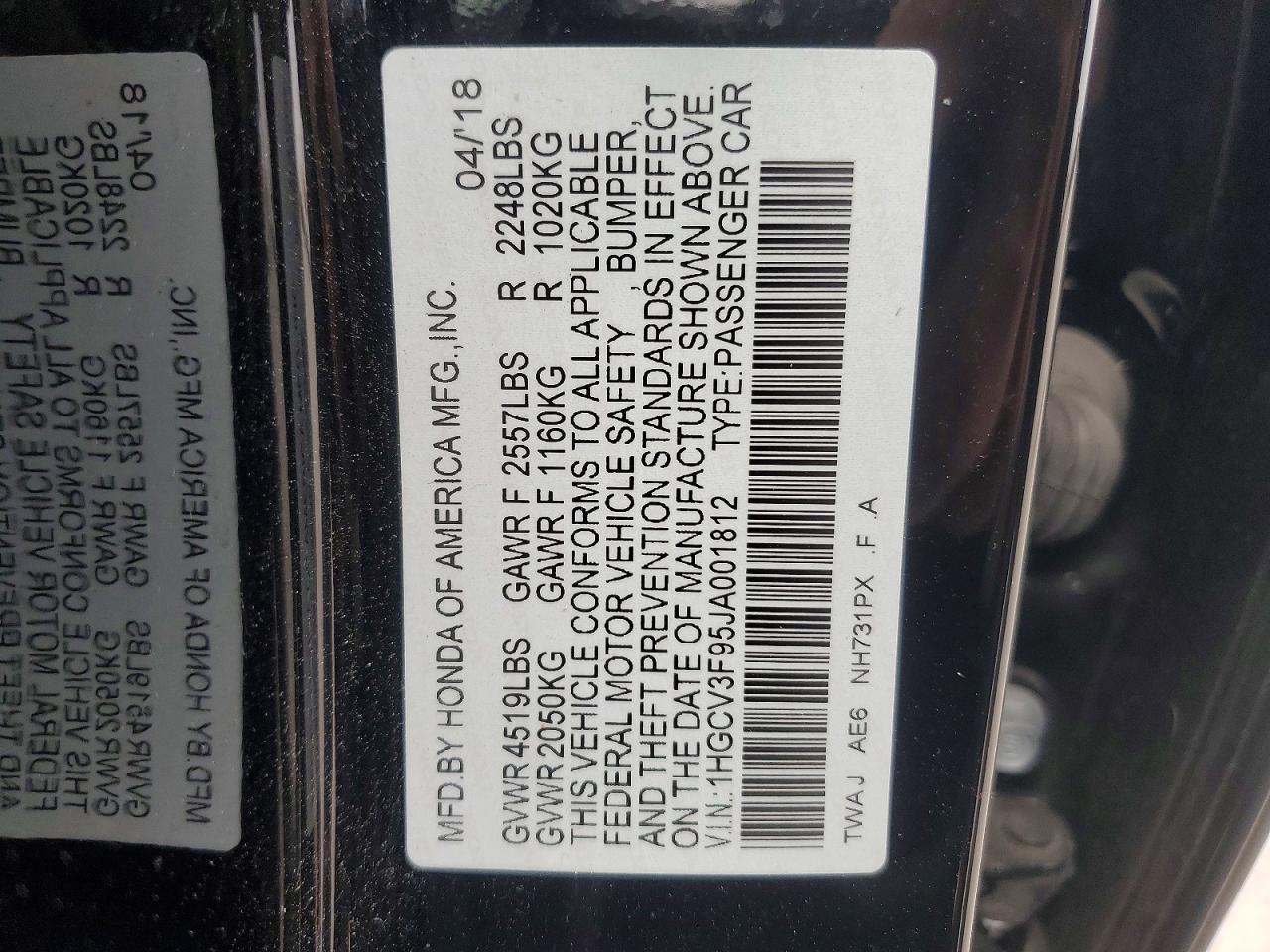 2018 HONDA ACCORD TOURING HYBRID photo 12