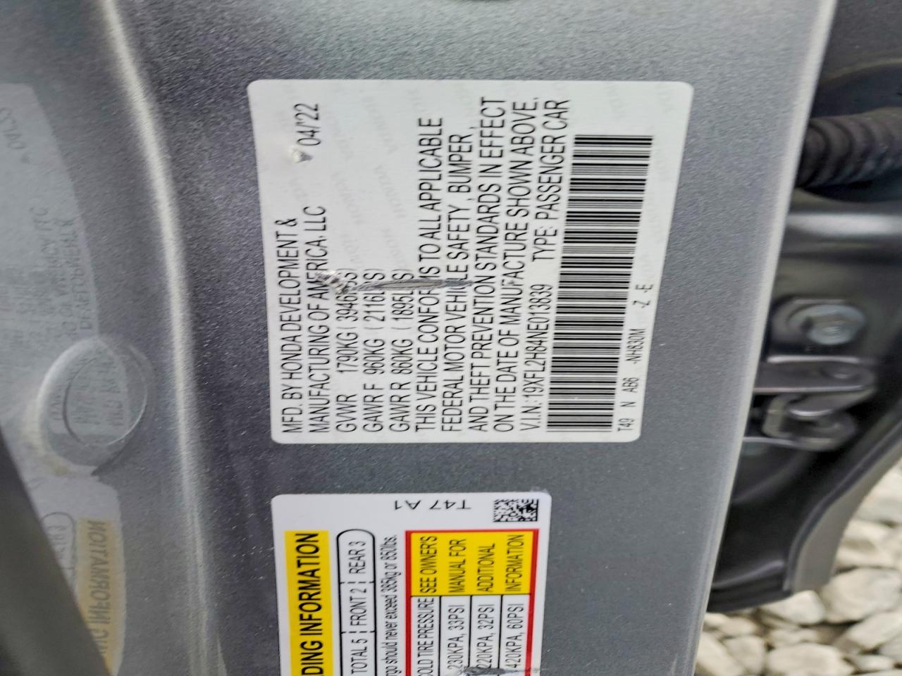 2022 HONDA CIVIC SPORT photo 12