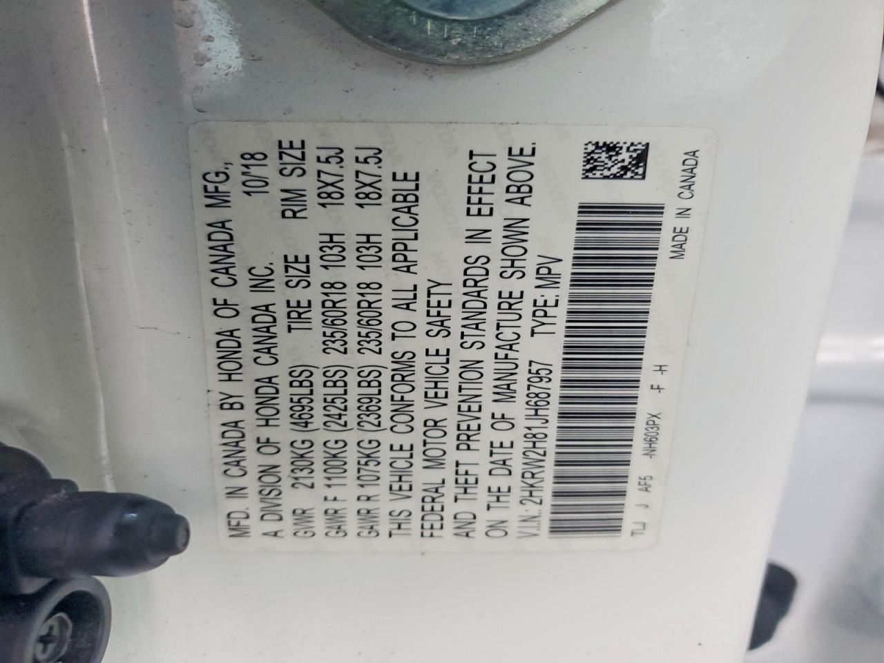 2018 HONDA CR-V EXL photo 12