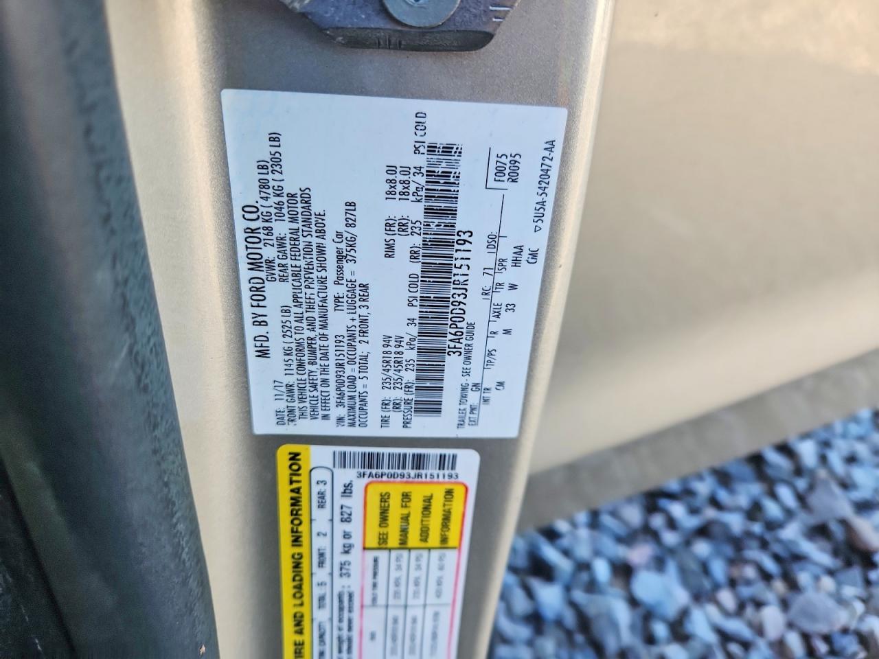 2018 FORD FUSION TITANIUM/PLATINUM photo 12