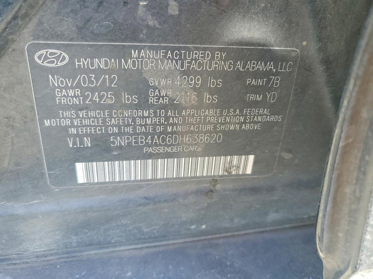 2013 HYUNDAI SONATA GLS photo 13