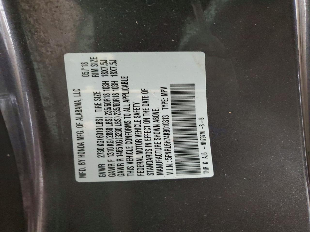 2019 HONDA ODYSSEY EXL photo 13