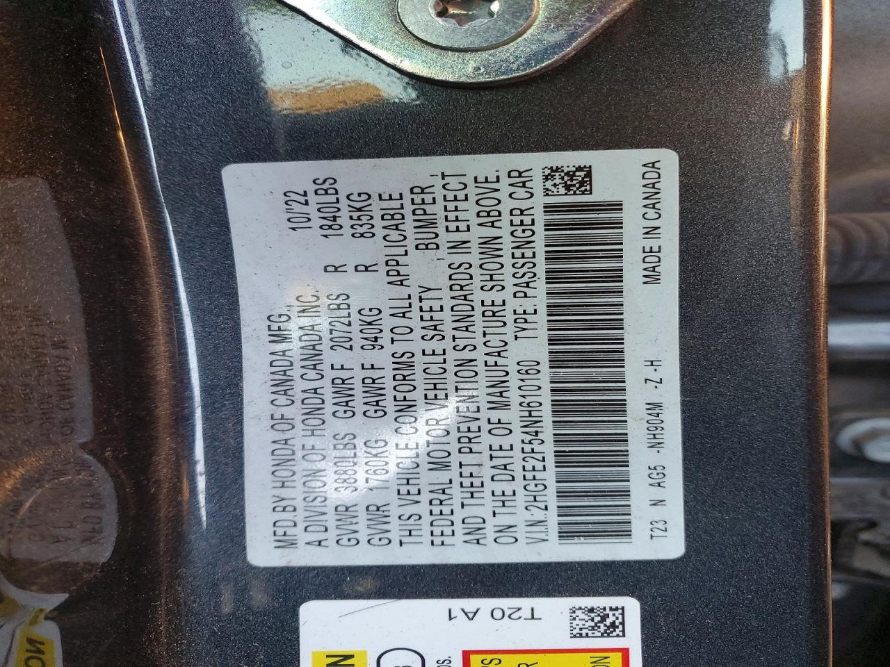 2022 HONDA CIVIC SPORT photo 12