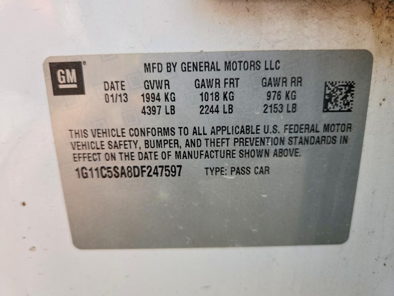 2013 CHEVROLET MALIBU 1LT photo 12