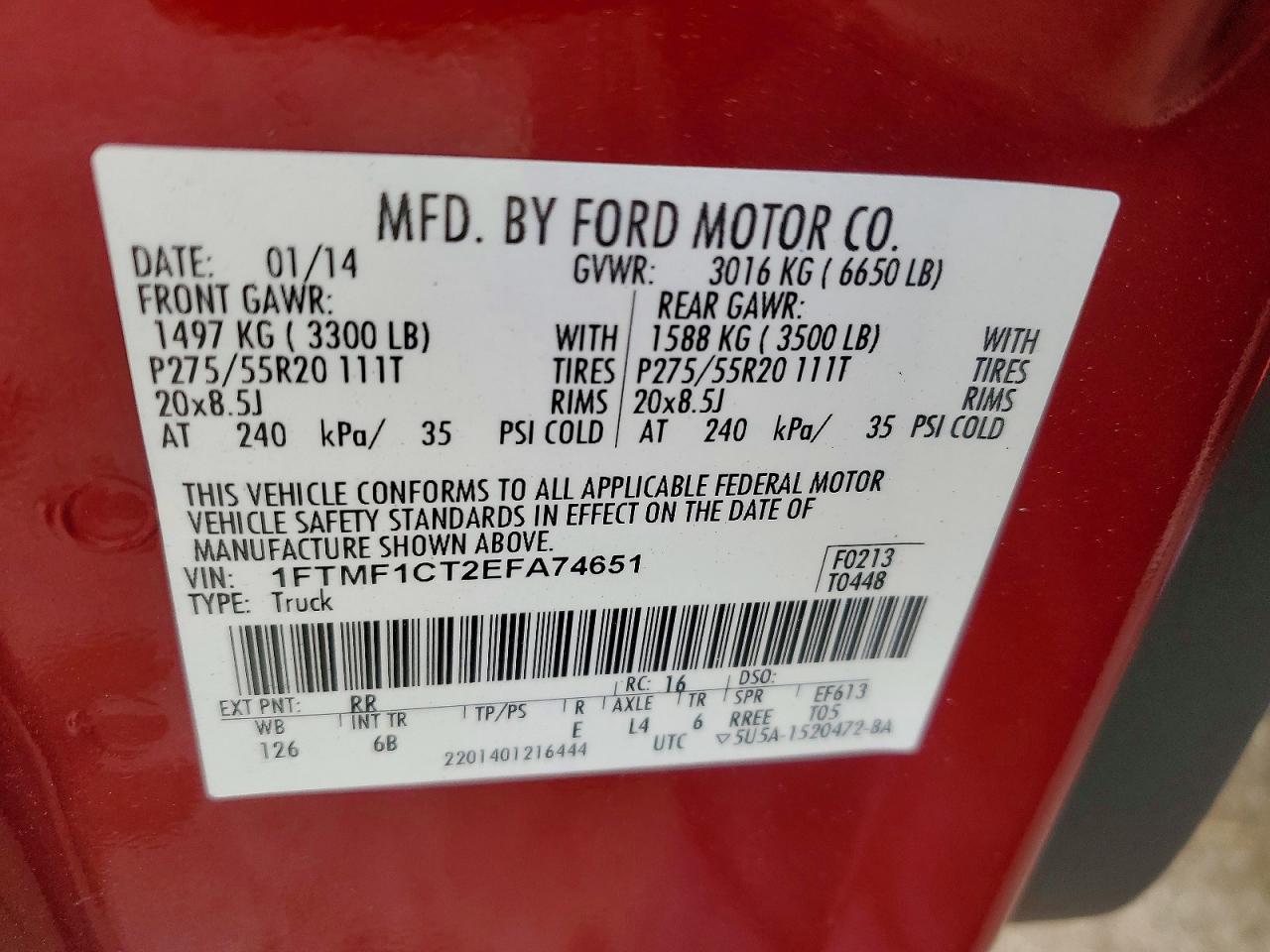 2014 FORD F150 photo 12