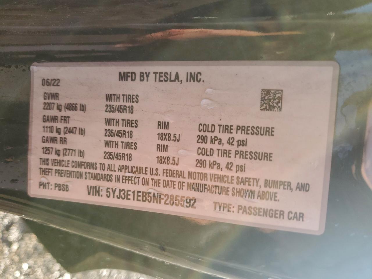 2022 TESLA MODEL 3 photo 13