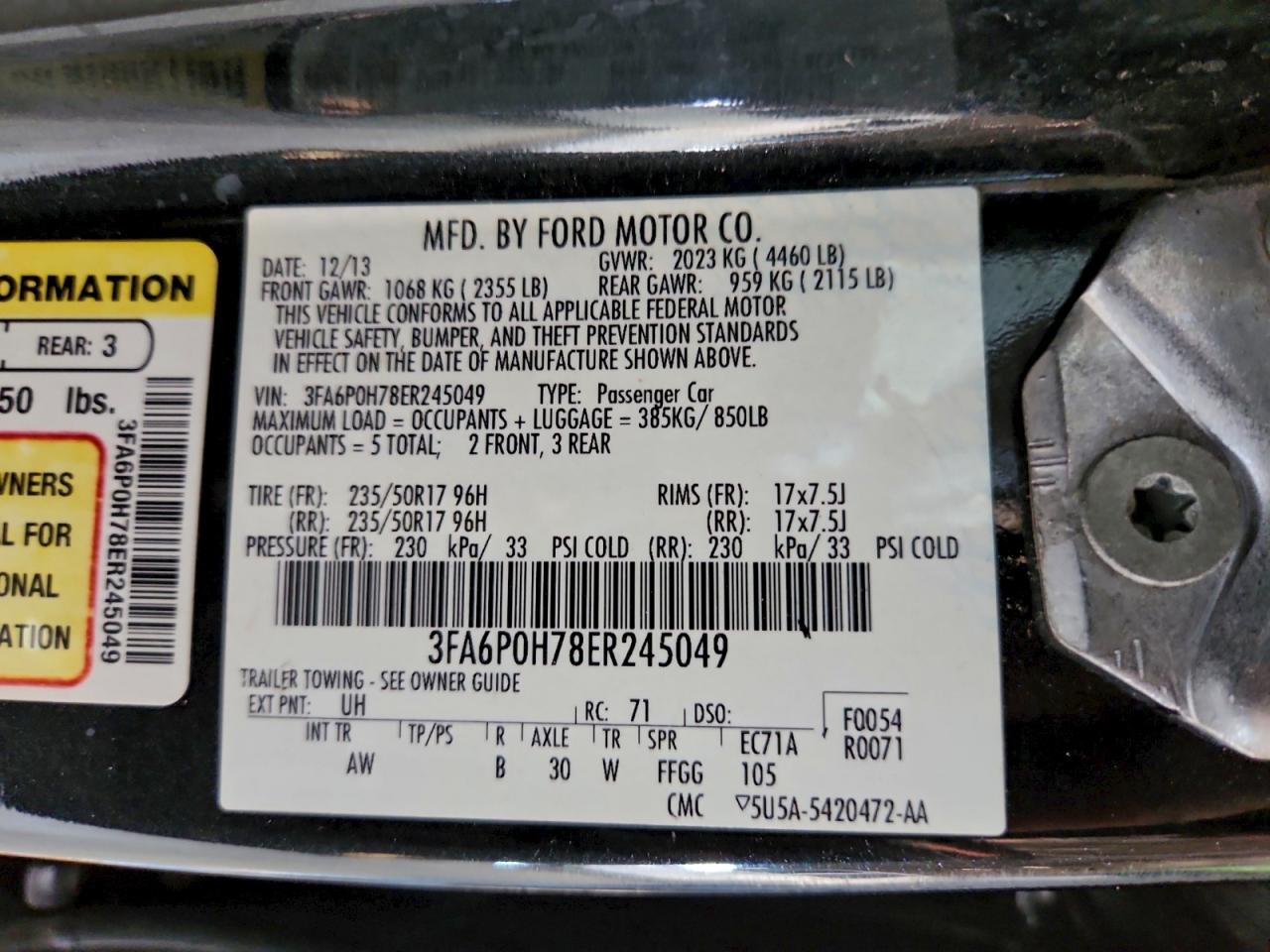 2014 FORD FUSION SE photo 12