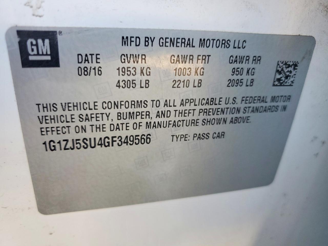 2016 CHEVROLET MALIBU HYBRID photo 12