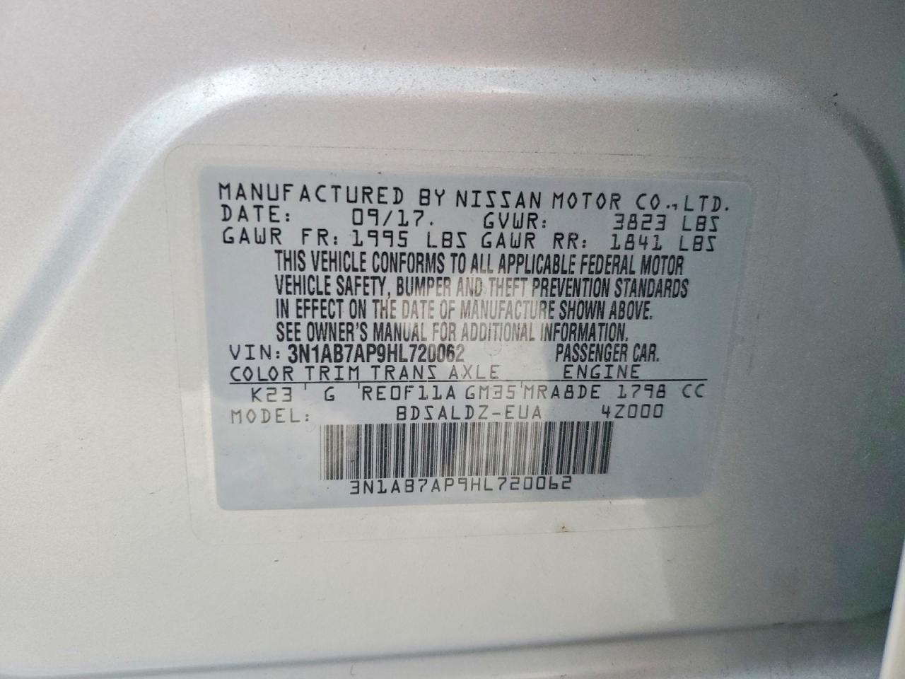 2017 NISSAN SENTRA S photo 12