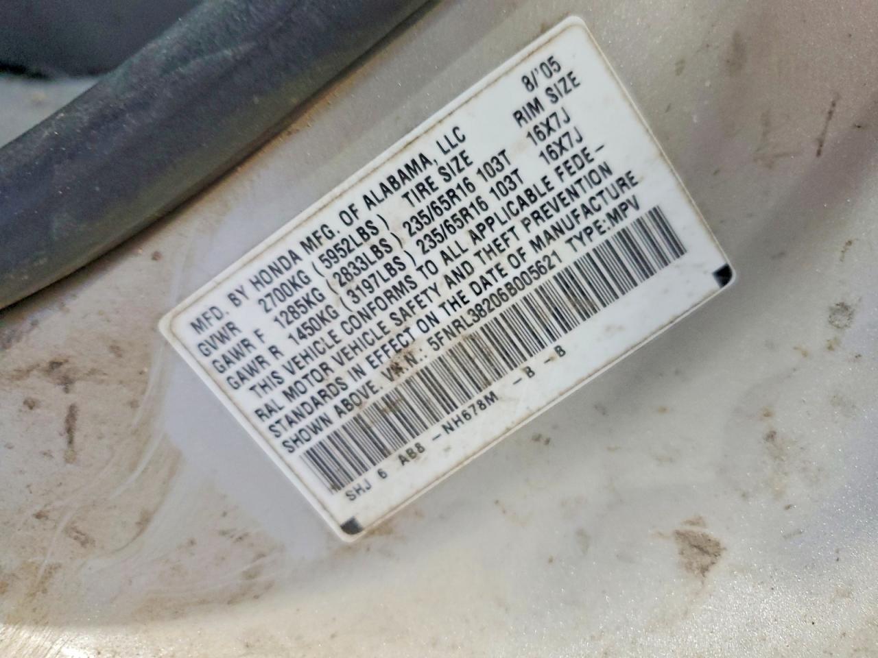 2006 HONDA ODYSSEY LX photo 12