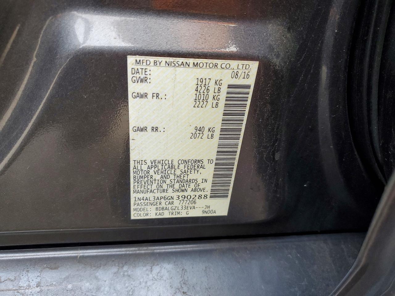 2016 NISSAN ALTIMA 2.5 photo 12