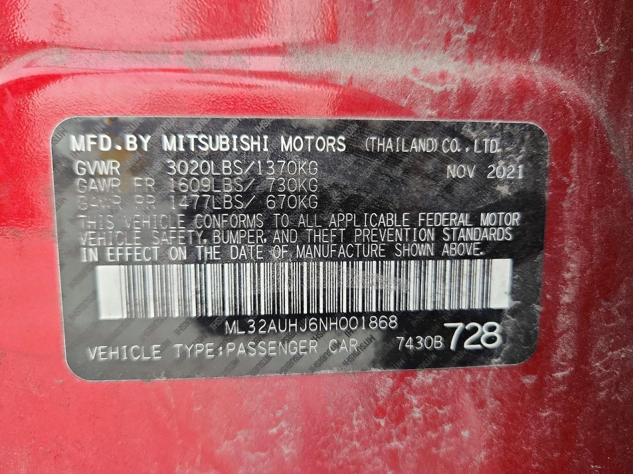 2022 MITSUBISHI MIRAGE ES photo 13