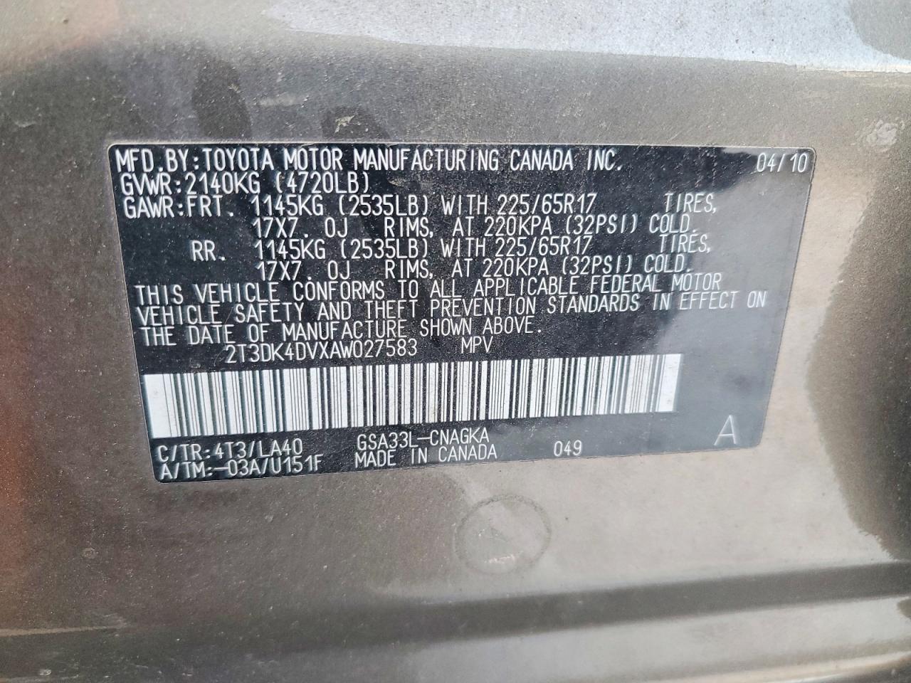2010 TOYOTA RAV4 LIMITED photo 13