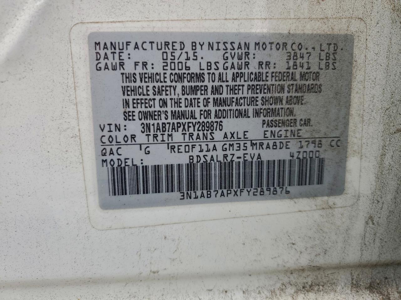 2015 NISSAN SENTRA S photo 12
