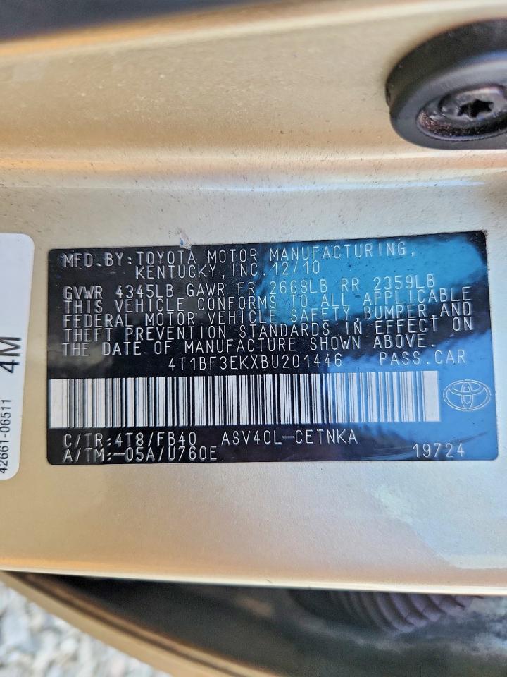 2011 TOYOTA CAMRY BASE photo 12
