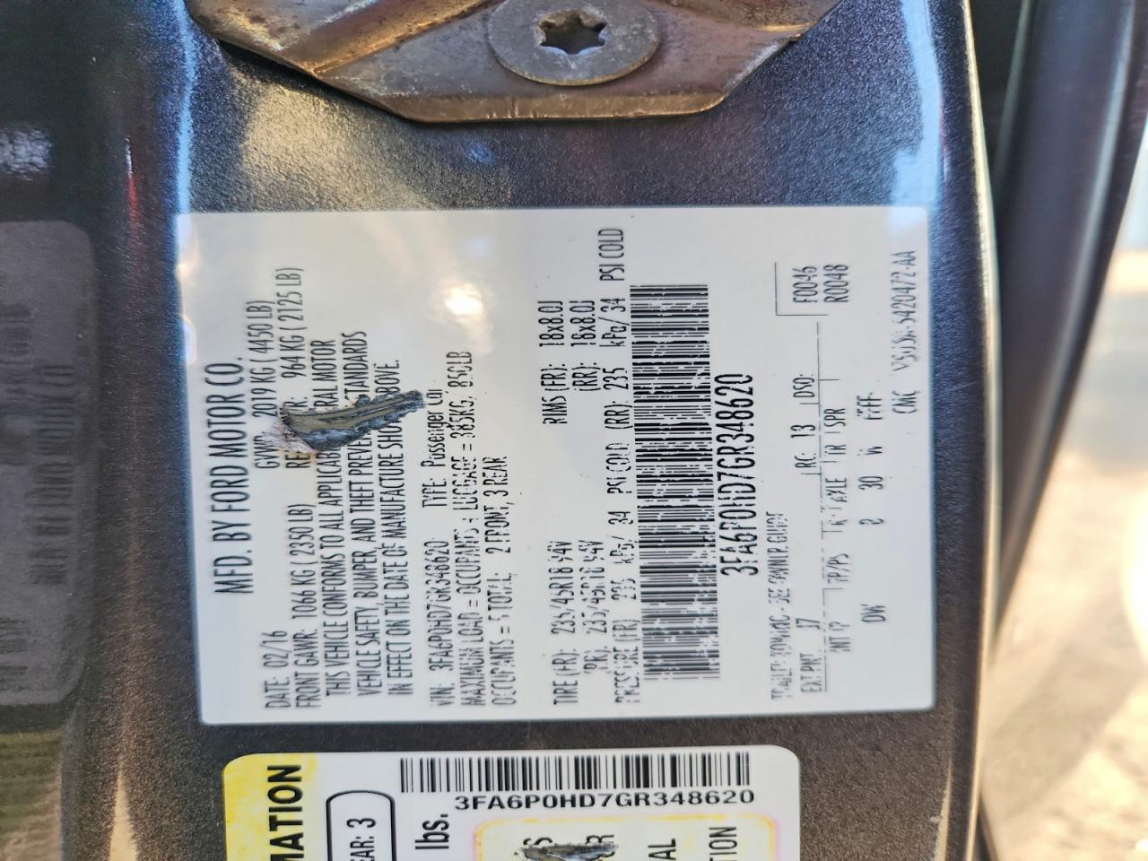2016 FORD FUSION SE photo 12