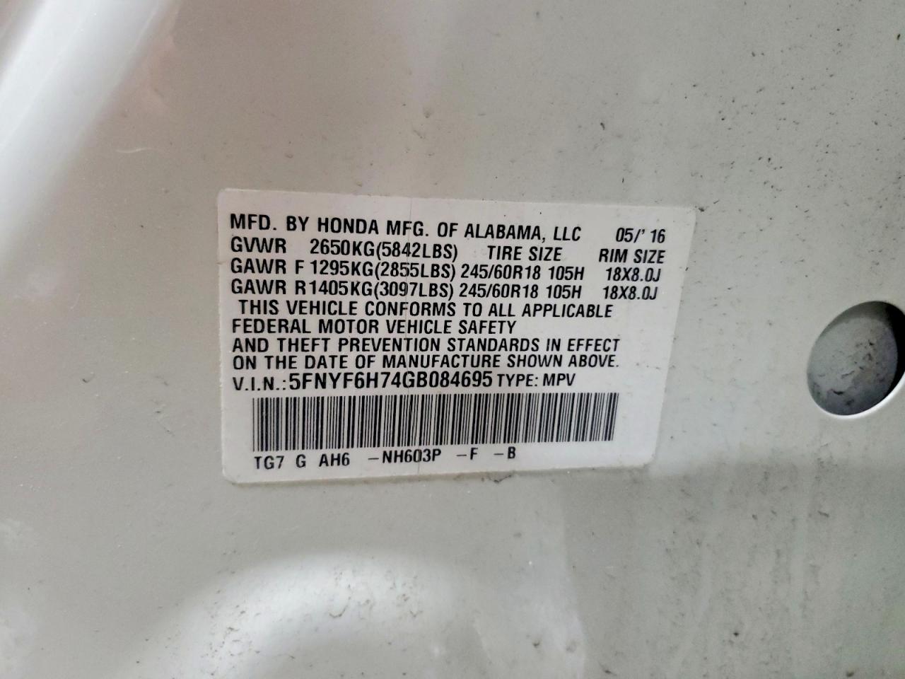 2016 HONDA PILOT EXLN photo 13